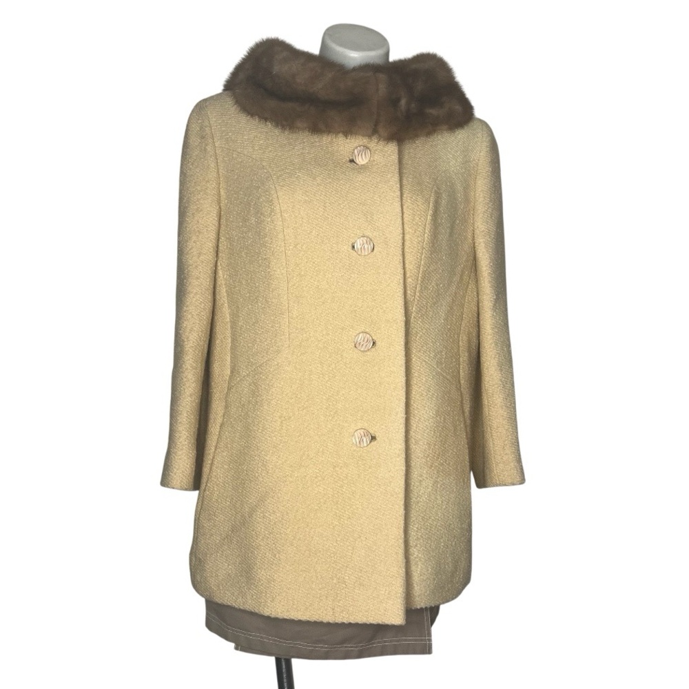 ROTHMOOR Wool Coat Fur Collar Lined 60s 70s VINTAGE Fits Size Medium